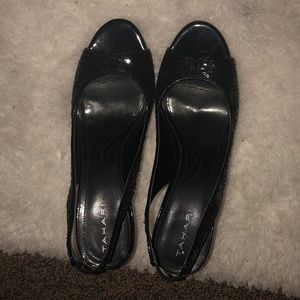 8.5 Tahari Black sequins sling back heel